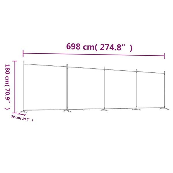 Parawan pokojowy 4-panelowy 698x180 cm czarny - 79% taniej