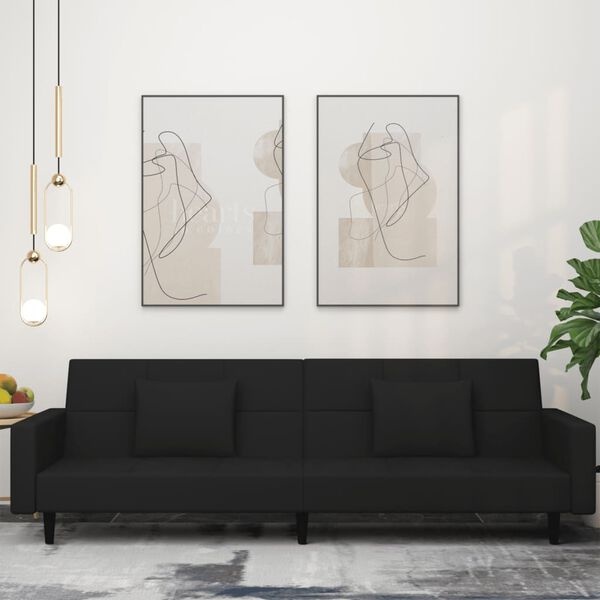 Vidaxl Aksamitna sofa rozkładana czarna - 82% taniej