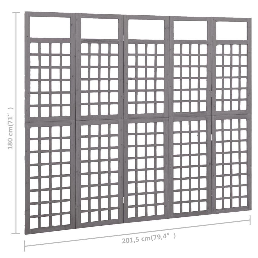 5-panelowy parawan dekoracyjny 201,5x180 cm - szary - 76% taniej