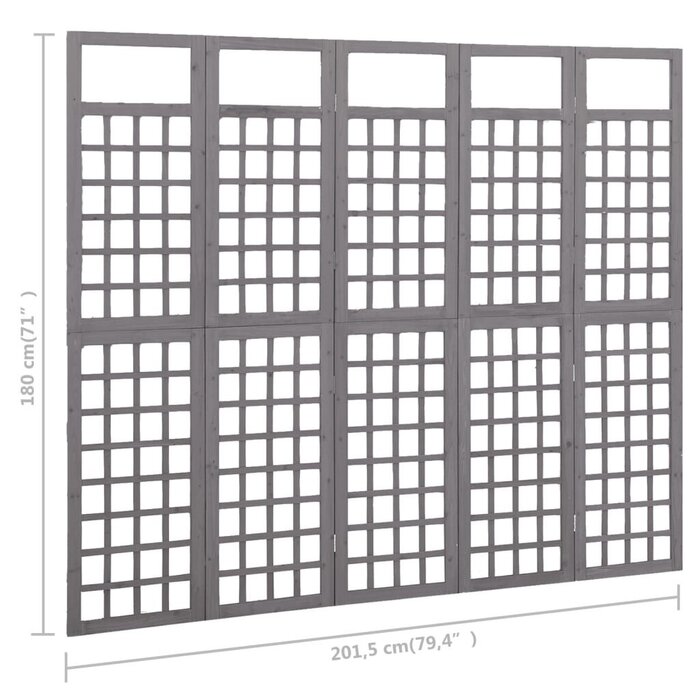 5-panelowy parawan dekoracyjny 201,5x180 cm - szary - 76% taniej
