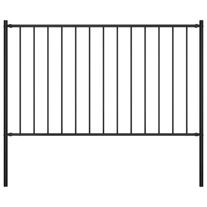 Vidaxl Stalowy panel ogrodzeniowy ze słupkami 181x150 cm - czarny - 71% taniej