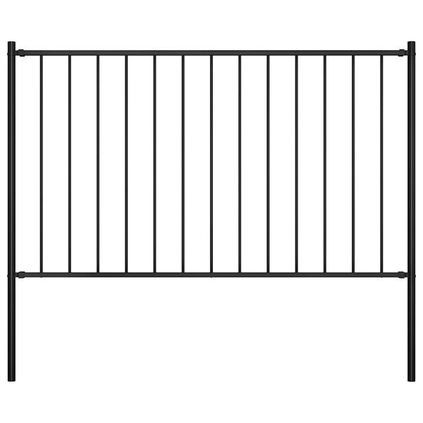 Vidaxl Stalowy panel ogrodzeniowy ze słupkami 181x150 cm - czarny - 71% taniej