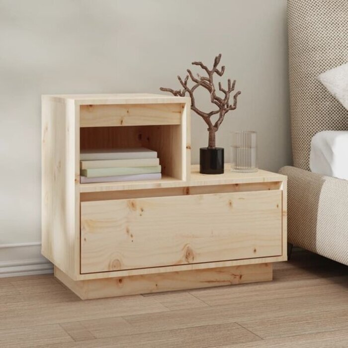 Szafka nocna z litego drewna sosnowego 60x34x51 cm - 80% taniej