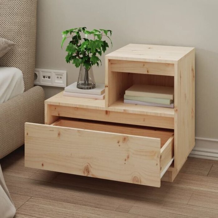 Szafka nocna z litego drewna sosnowego 60x34x51 cm - 80% taniej