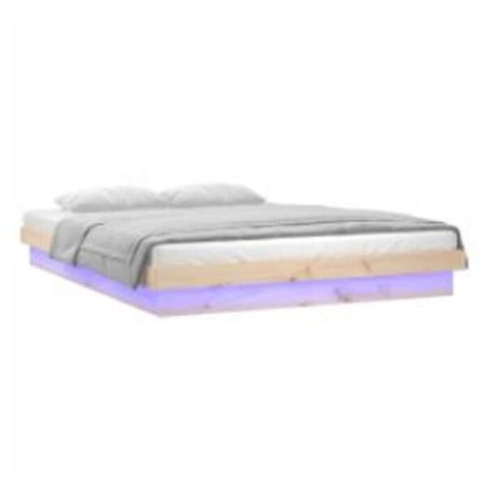 Vidaxl Rama łóżka sosnowego 140x200 cm z oświetleniem LED - 80% taniej