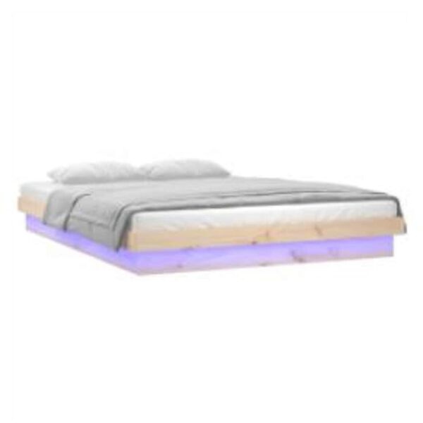 Vidaxl Rama łóżka sosnowego 140x200 cm z oświetleniem LED - 80% taniej