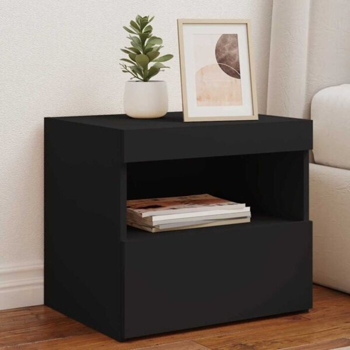Vidaxl Zestaw 2 stolików nocnych LED, czarne, 50x40x45 cm - 82% taniej