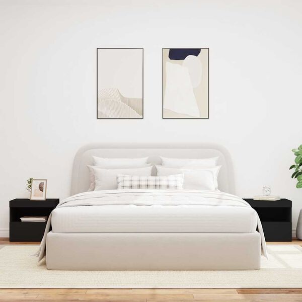 Vidaxl Zestaw 2 stolików nocnych LED, czarne, 50x40x45 cm - 82% taniej