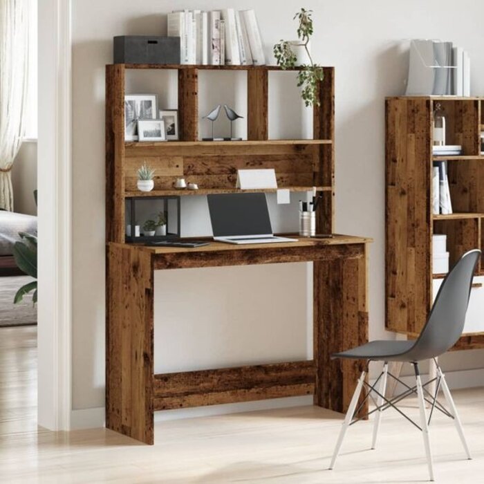 Vidaxl Biurko z półkami 102x45x148 cm - styl starego drewna - 75% taniej