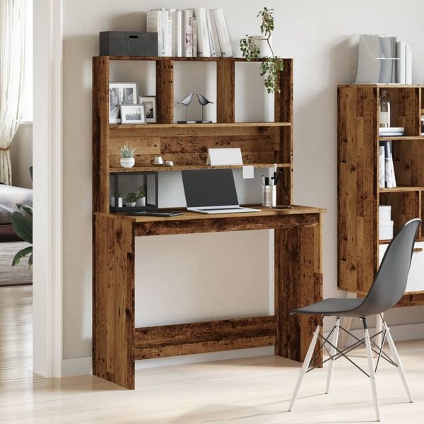 Vidaxl Biurko z półkami 102x45x148 cm - styl starego drewna - 75% taniej