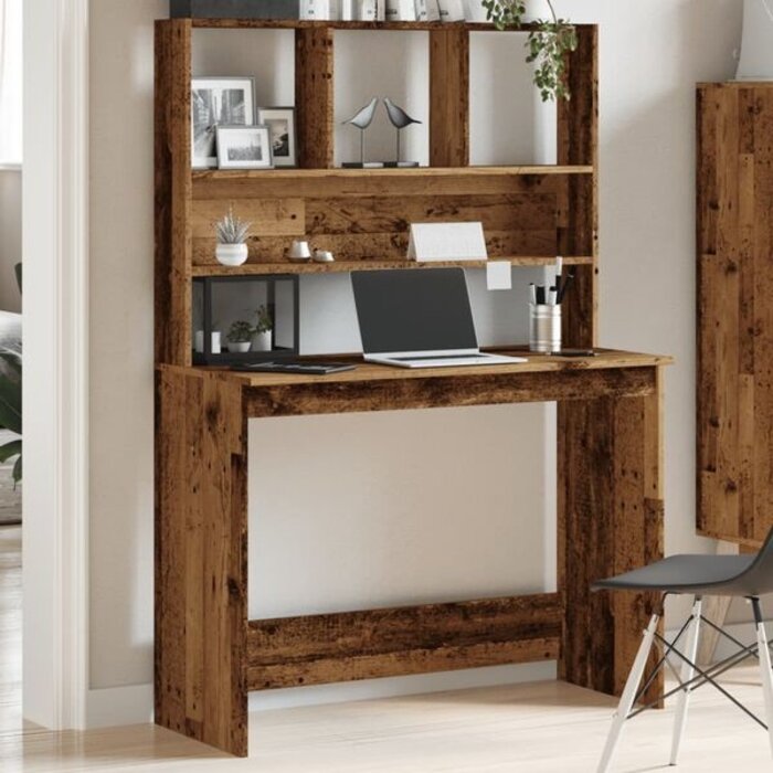 Vidaxl Biurko z półkami 102x45x148 cm - styl starego drewna - 75% taniej
