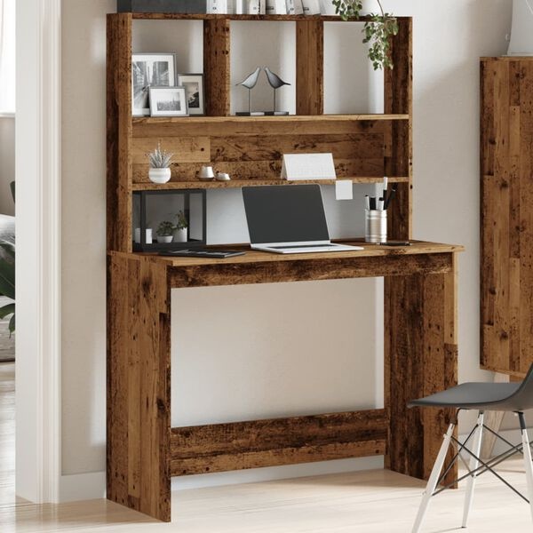 Vidaxl Biurko z półkami 102x45x148 cm - styl starego drewna - 75% taniej
