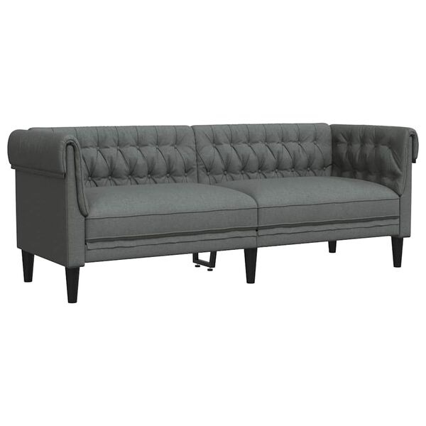 Vidaxl Sofa Chesterfield 3-osobowa ciemnoszara - 79% taniej