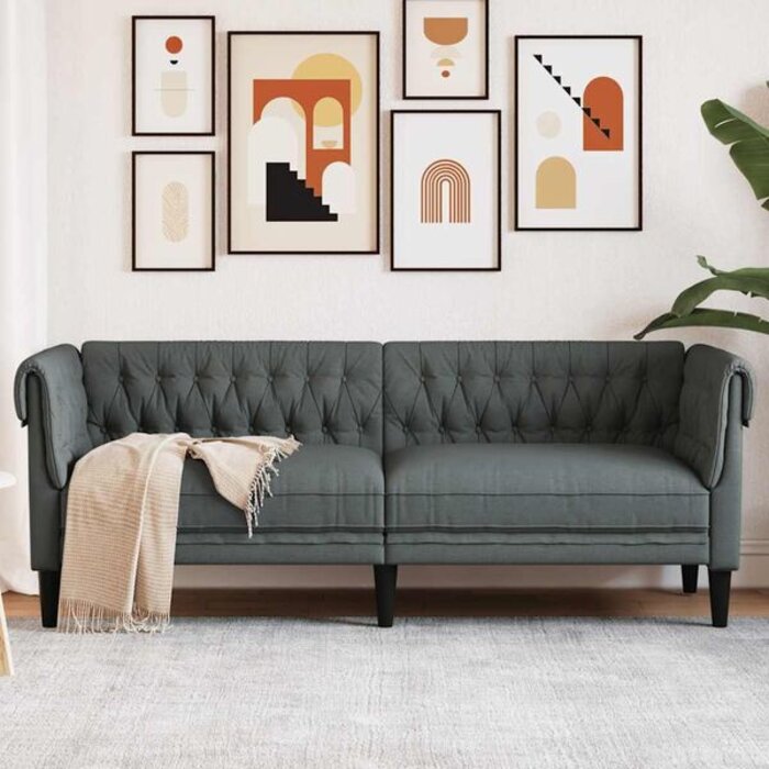 Vidaxl Sofa Chesterfield 3-osobowa ciemnoszara - 79% taniej