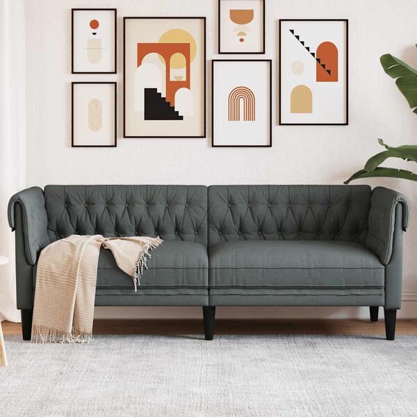 Vidaxl Sofa Chesterfield 3-osobowa ciemnoszara - 79% taniej