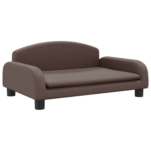 Vidaxl Dziecięca kanapa 70x45x30 cm z ekoskóry, brązowa - 70% taniej