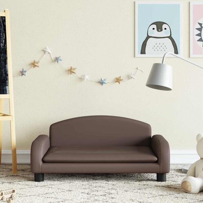 Vidaxl Dziecięca kanapa 70x45x30 cm z ekoskóry, brązowa - 70% taniej