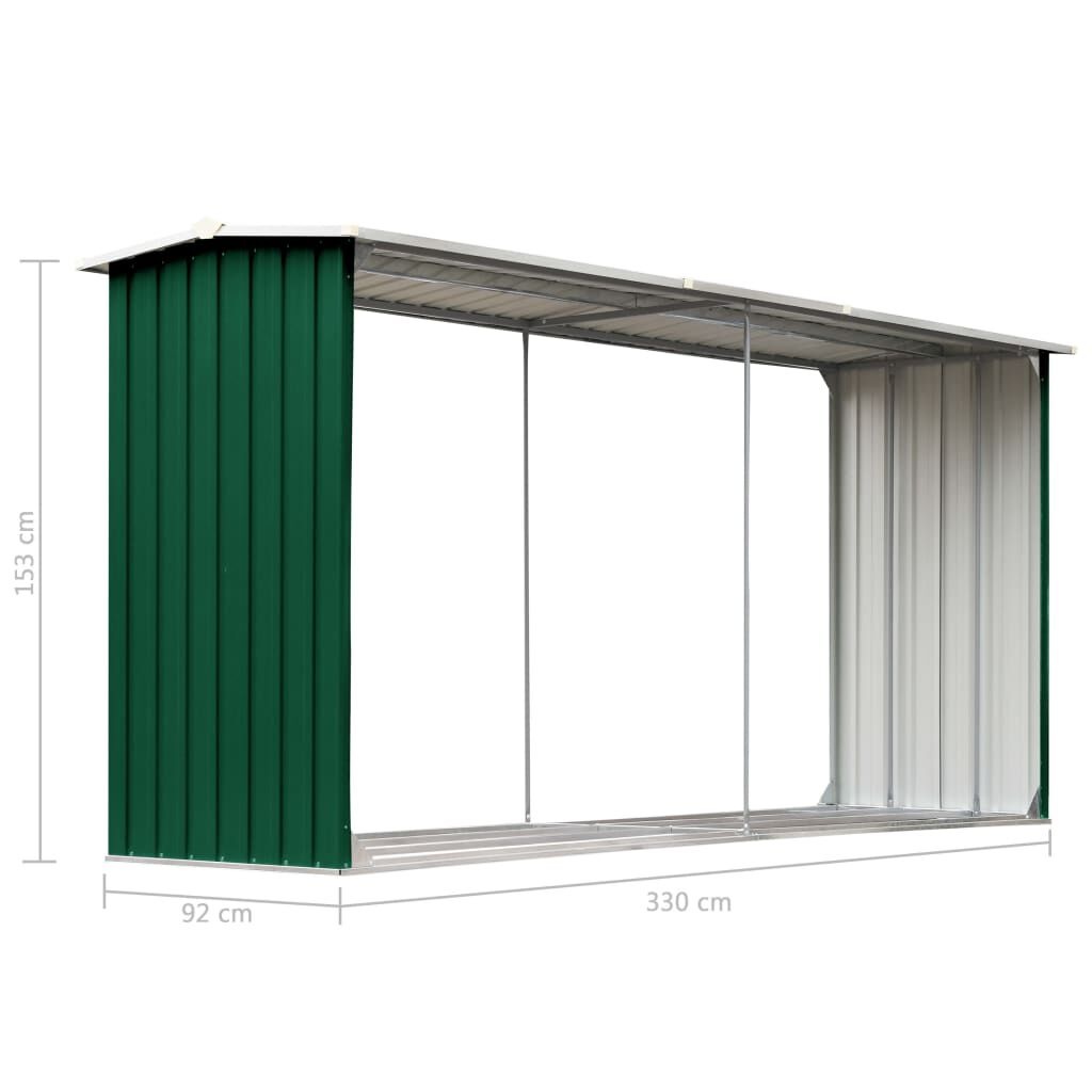Zielona szopa na drewno kominkowe 330x92x153 cm - 81% taniej