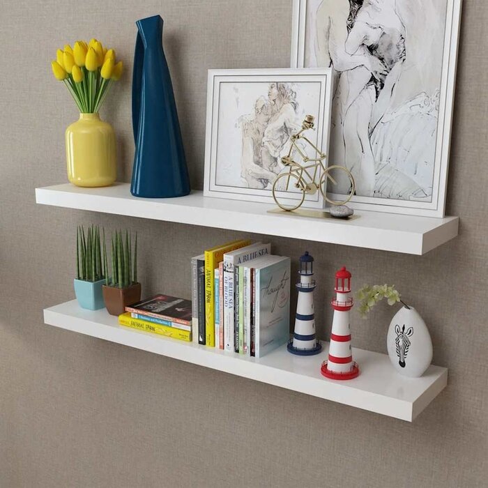 Zestaw 2 półek wiszących 100x20 cm - białe - 73% taniej