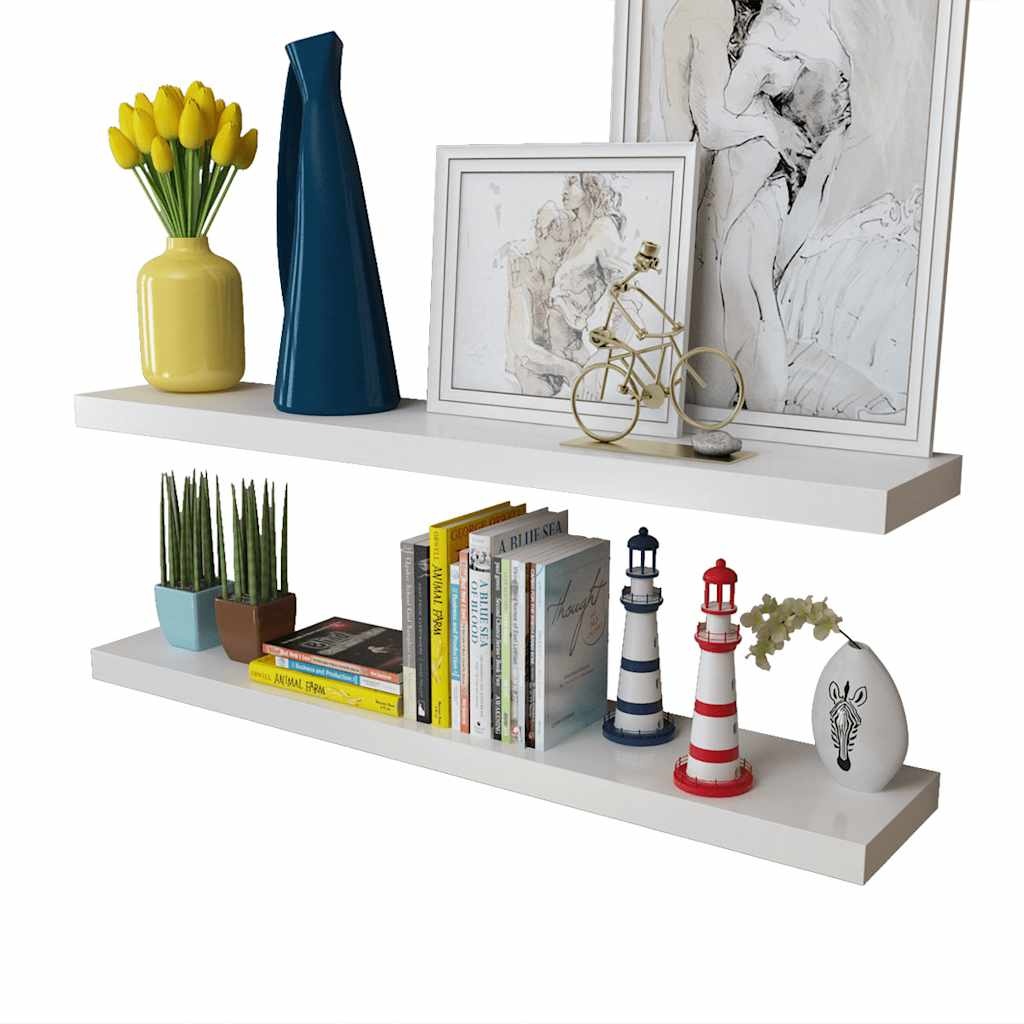Zestaw 2 półek wiszących 100x20 cm - białe - 73% taniej