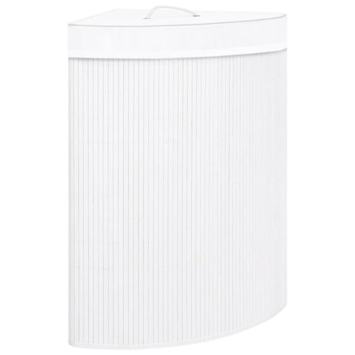 Vidaxl Bambusowy narożny kosz na pranie 60L biały - 25% taniej