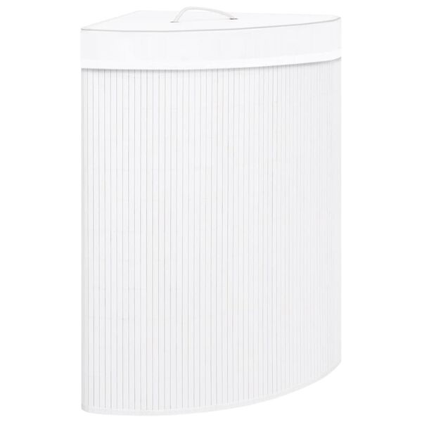 Vidaxl Bambusowy narożny kosz na pranie 60L biały - 25% taniej