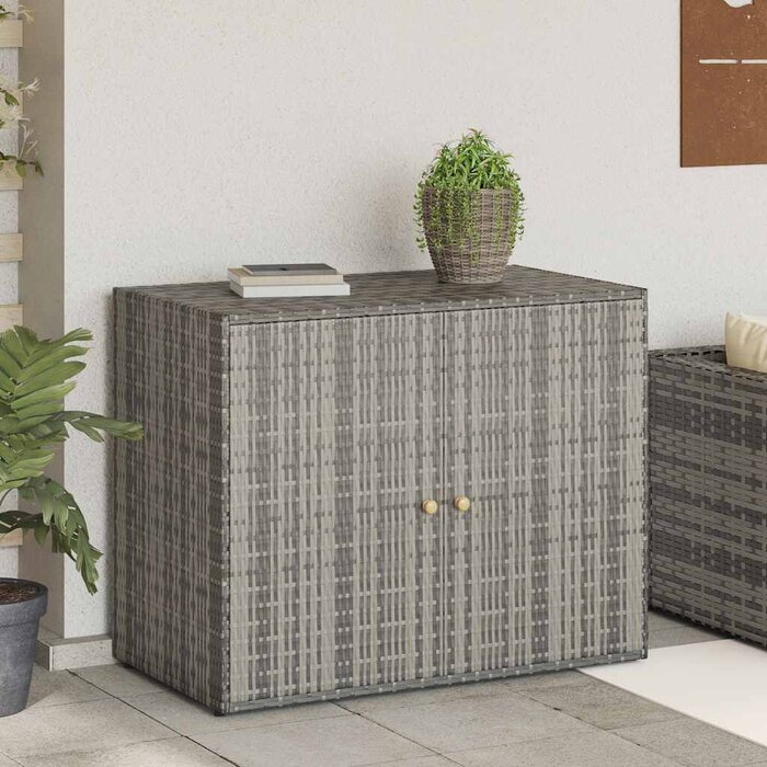 Szafka ogrodowa z technorattanu 100x55,5x80 cm szara - 77% taniej