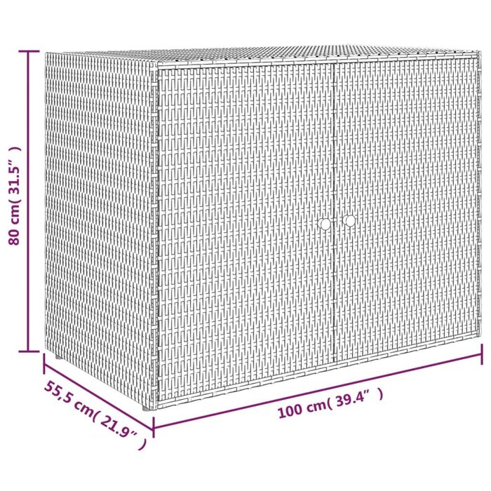 Szafka ogrodowa z technorattanu 100x55,5x80 cm szara - 77% taniej