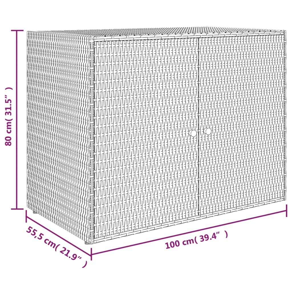 Szafka ogrodowa z technorattanu 100x55,5x80 cm szara - 77% taniej