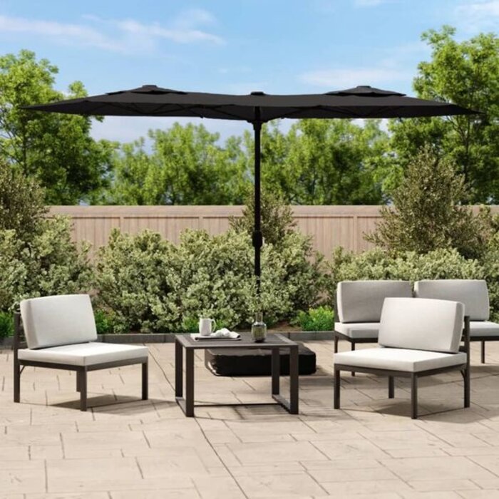 Parasol ogrodowy LED 316x240 cm - czarny - 77% taniej
