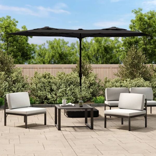 Parasol ogrodowy LED 316x240 cm - czarny - 77% taniej