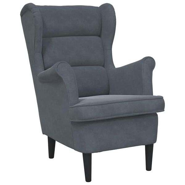 Vidaxl Ciemnoszary fotel welurowy 74x84x100 cm - 75% taniej