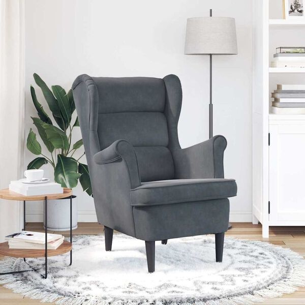 Vidaxl Ciemnoszary fotel welurowy 74x84x100 cm - 75% taniej