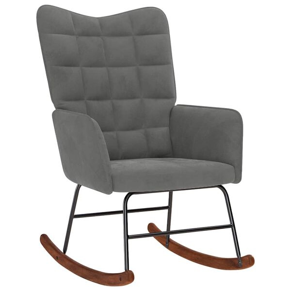 Welurowy fotel bujany ciemnoszary 61x78x98 cm - 75% taniej