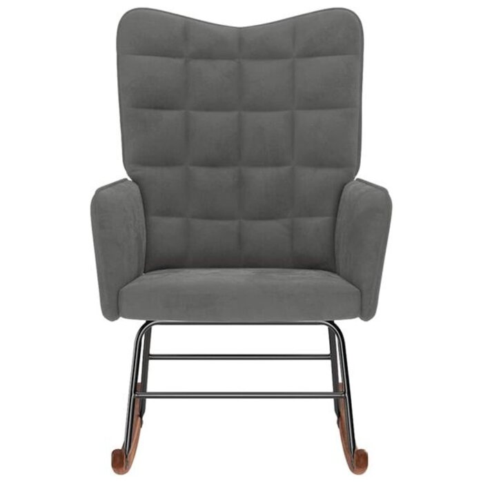 Welurowy fotel bujany ciemnoszary 61x78x98 cm - 75% taniej