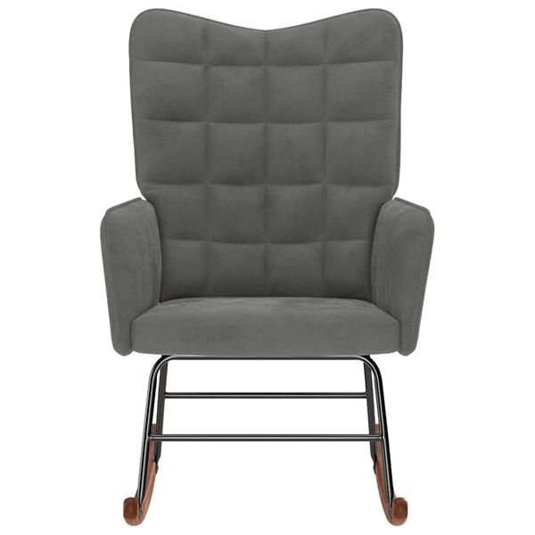 Welurowy fotel bujany ciemnoszary 61x78x98 cm - 75% taniej