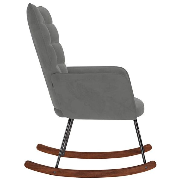 Welurowy fotel bujany ciemnoszary 61x78x98 cm - 75% taniej