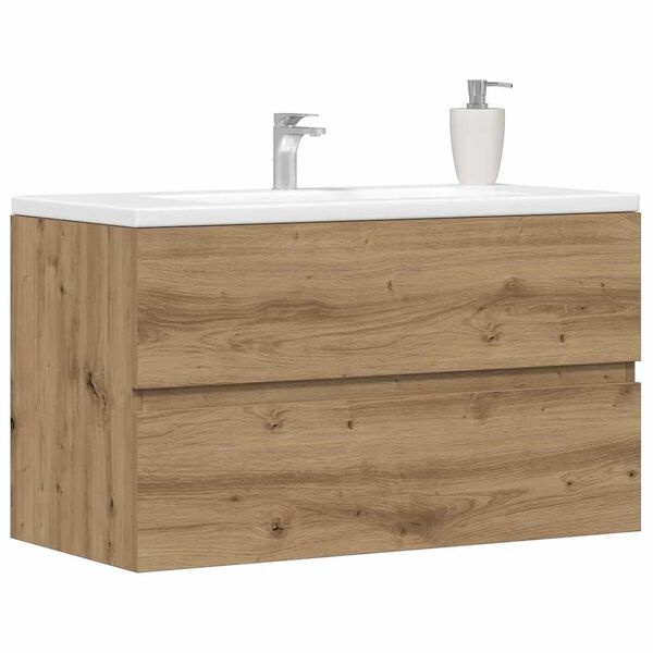 Szafka wisząca pod umywalkę 90x38,5 cm dąb rzemieślniczy - 77% taniej