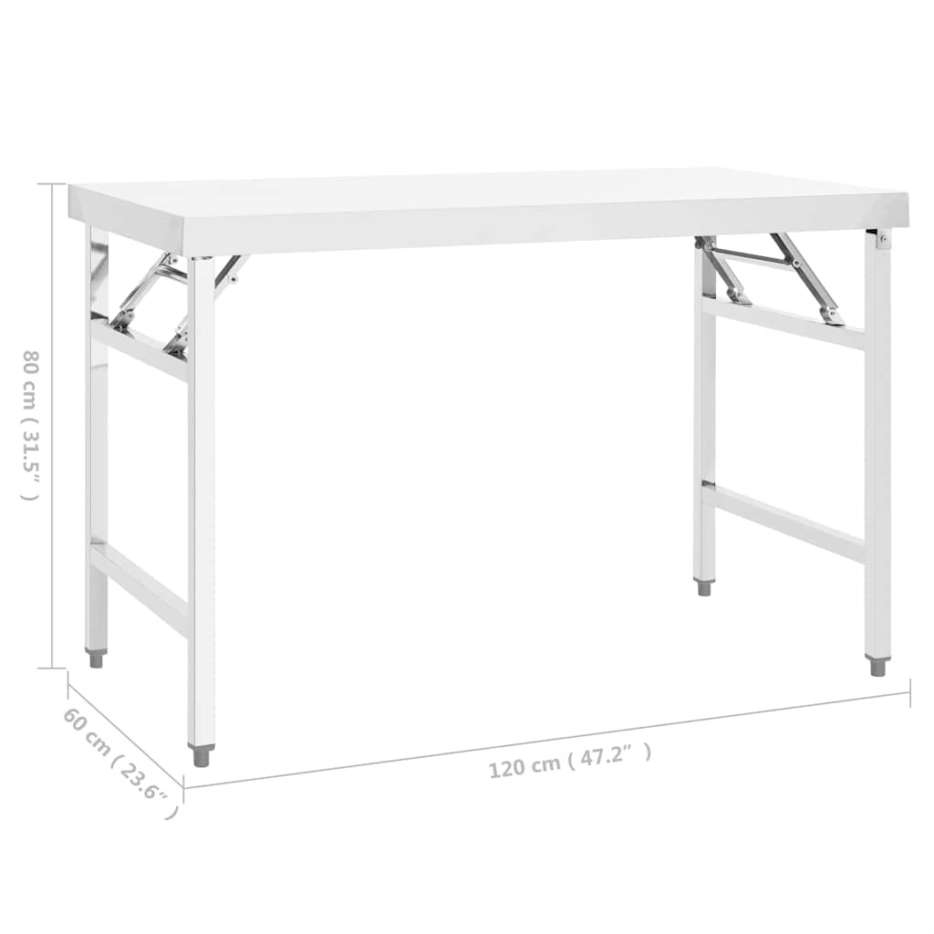 Składany stół roboczy ze stali nierdzewnej 120x60 cm - 79% taniej
