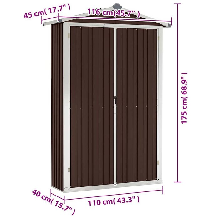 Vidaxl Szafka ogrodowa stalowa 116x175 cm brązowa - 83% taniej
