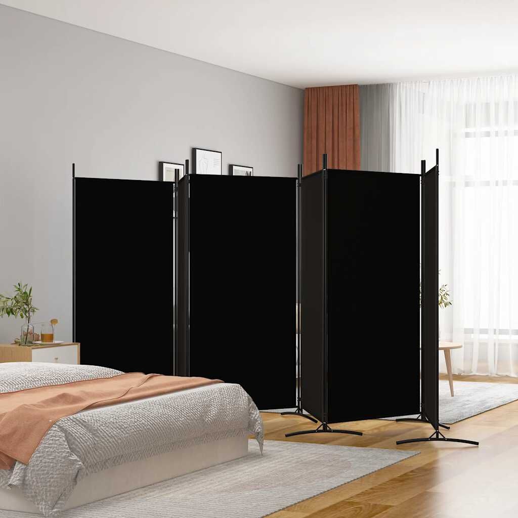 Vidaxl Parawan pokojowy 6-panelowy 520x180 cm czarny - 71% taniej