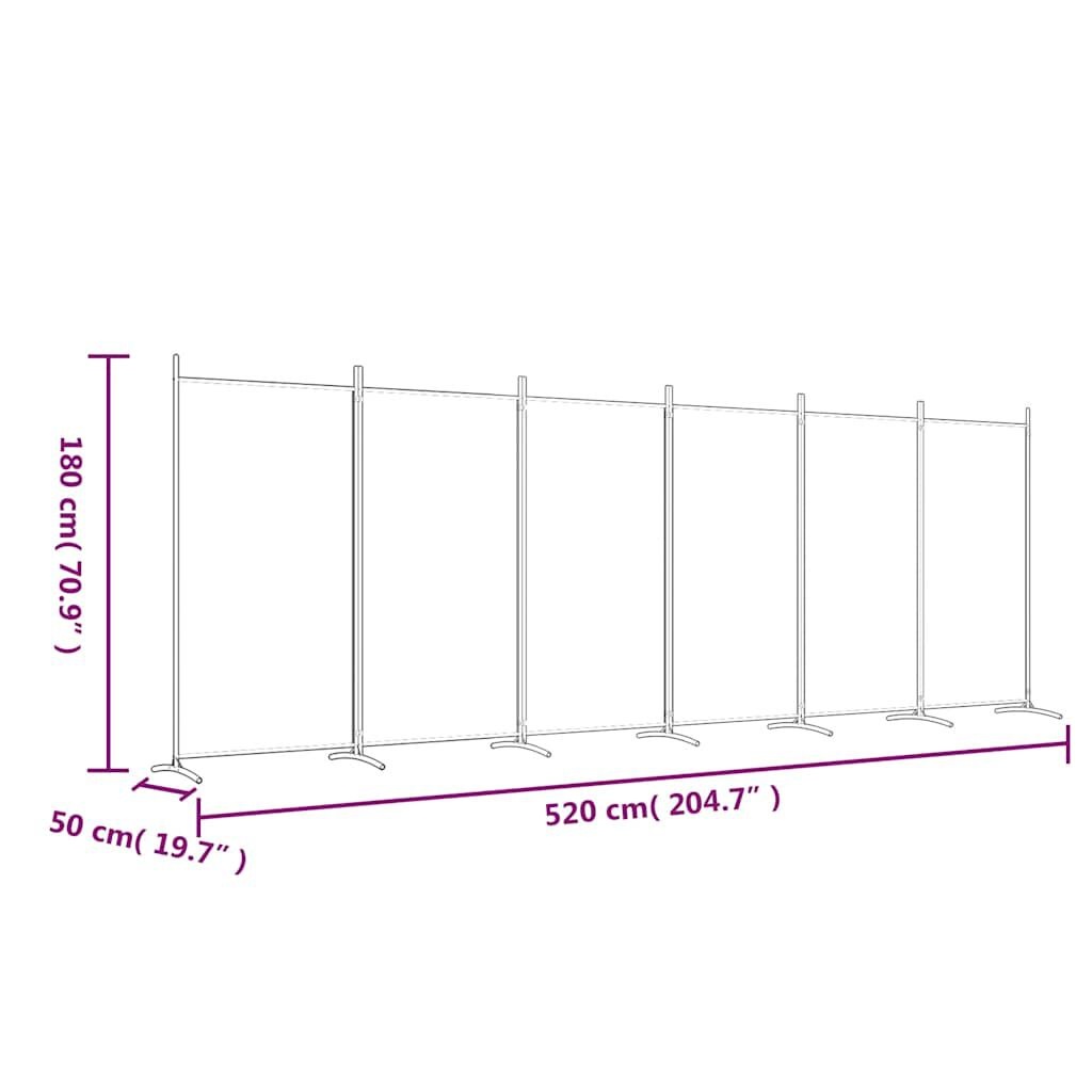 Vidaxl Parawan pokojowy 6-panelowy 520x180 cm czarny - 71% taniej