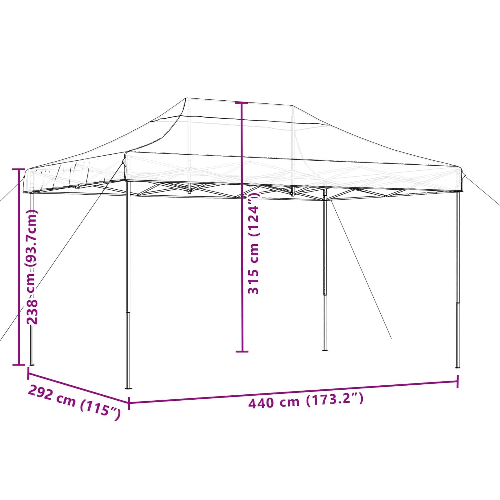 Vidaxl Składany namiot imprezowy pop-up 440x292 cm taupe - 74% taniej