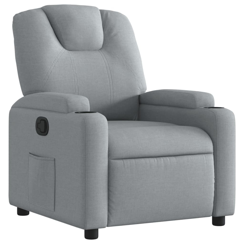 Vidaxl Fotel rozkładany z uchwytami na kubek jasnoszary 74x88 cm - 76% taniej