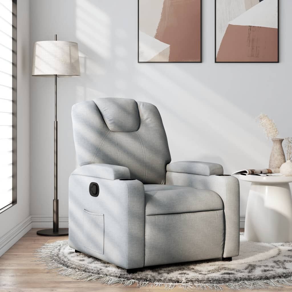 Vidaxl Fotel rozkładany z uchwytami na kubek jasnoszary 74x88 cm - 76% taniej