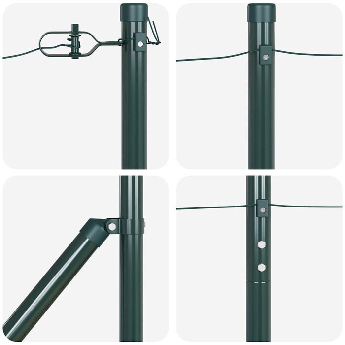 Vidaxl Zestaw 7 słupków ogrodzeniowych stalowych 140 cm, zielone - 68% taniej