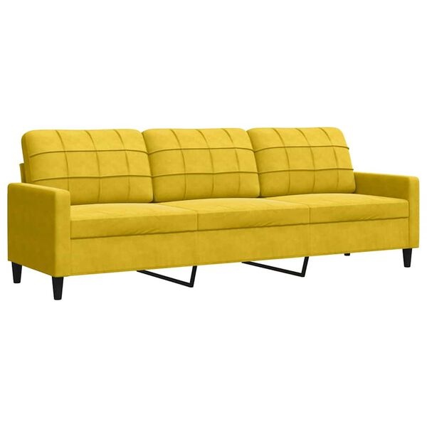 Vidaxl Żółta sofa trzyosobowa 210 cm - welurowa - 81% taniej