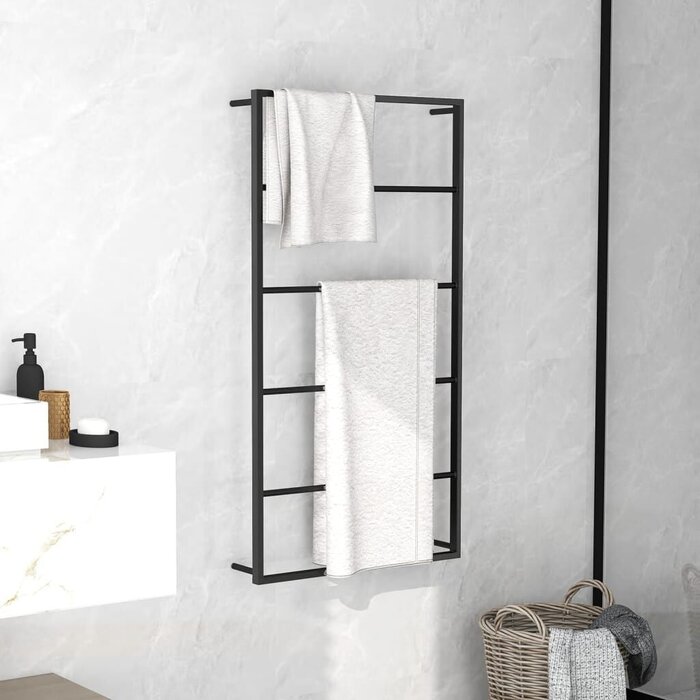 Vidaxl Stojak na ręczniki stalowy czarny 60x10x116 cm - 63% taniej