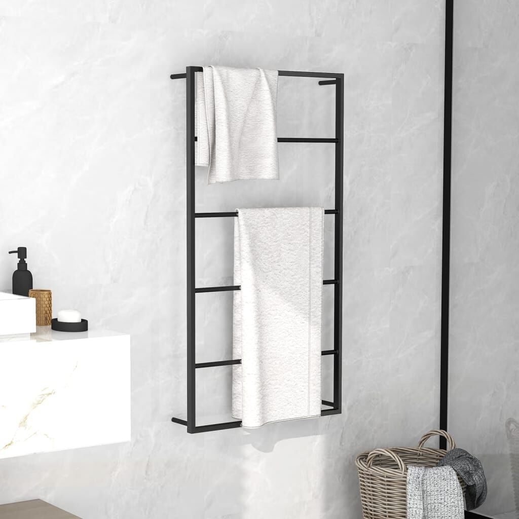 Vidaxl Stojak na ręczniki stalowy czarny 60x10x116 cm - 63% taniej