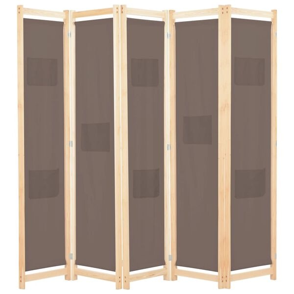 Vidaxl 5-panelowy parawan pokojowy 200x170 cm brązowy - 76% taniej